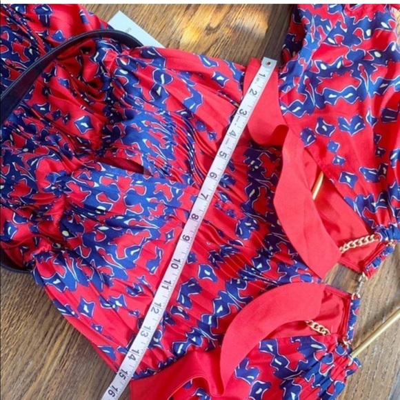 Self-Portrait Organic Print Midi Dress Pleated - Picture 8 of 8